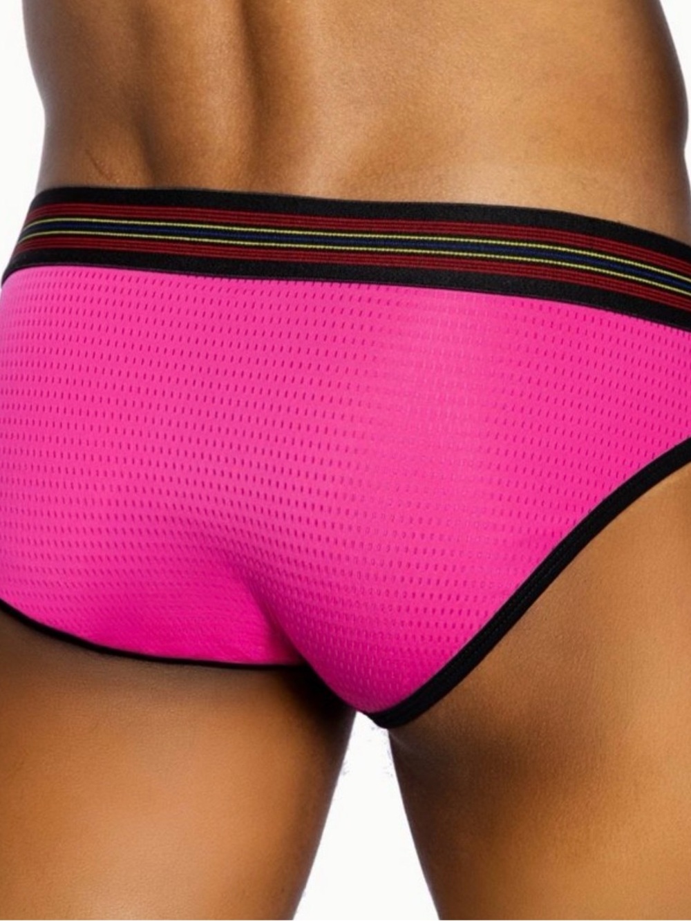 BIKE Men's Hot Pink Mesh Athletic Brief with Contrast Trim - Picture 2 of 4